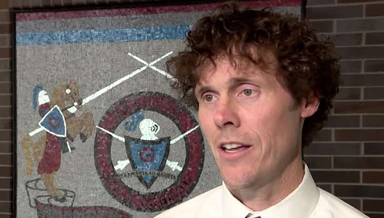 Tyler Howe, former principal at Granger High School, talks to KSL on Wednesday, in West Valley City. He said he’s thrilled about the outcomes from a new cellphone in pouches during school policy.