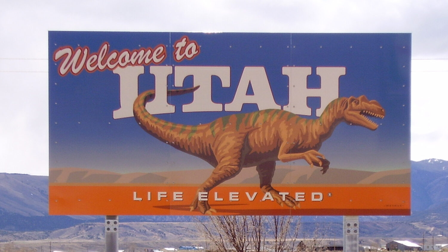 One of the “Welcome to Utah” signs painted by David Meikle. There are seven signs statewide, all created by Meikle.