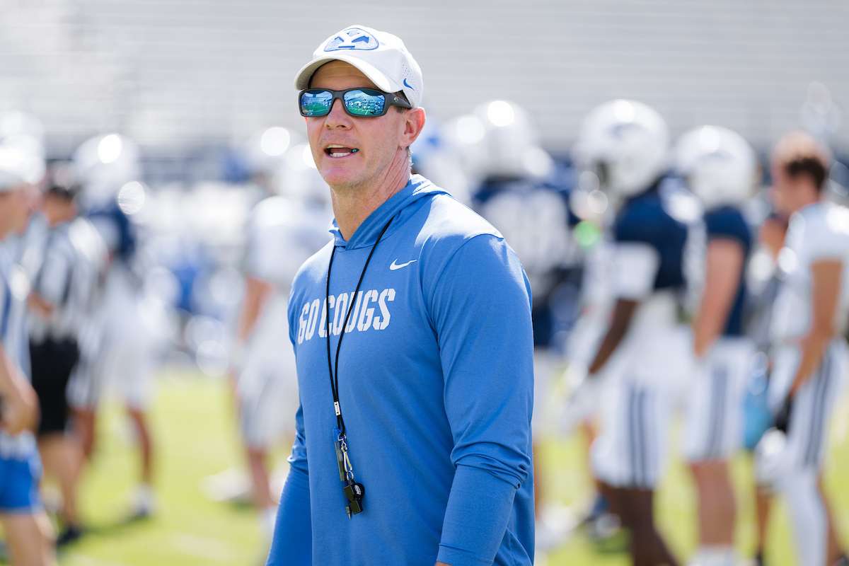 BYU defensive coordinator Jay Hill during a scrimmage Aug. 9, 2025 at LaVell Edwards Stadium in Provo, Utah.