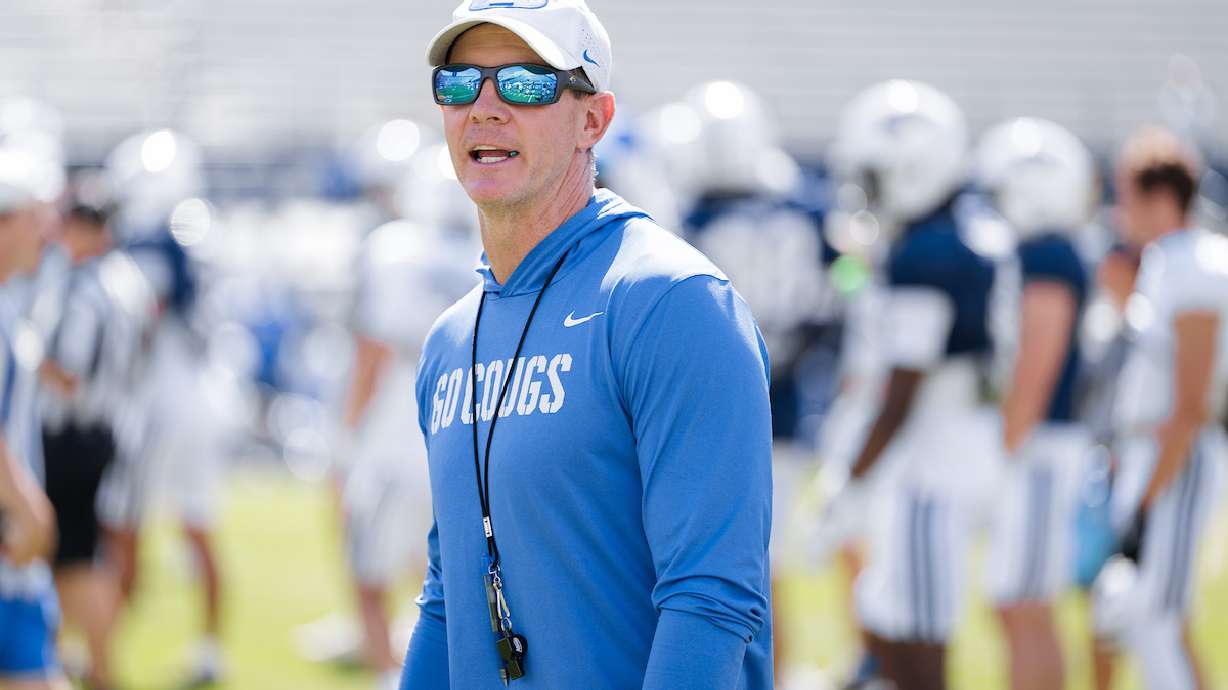 BYU defensive coordinator Jay Hill during a scrimmage Aug. 9, 2025 at LaVell Edwards Stadium in Provo, Utah.