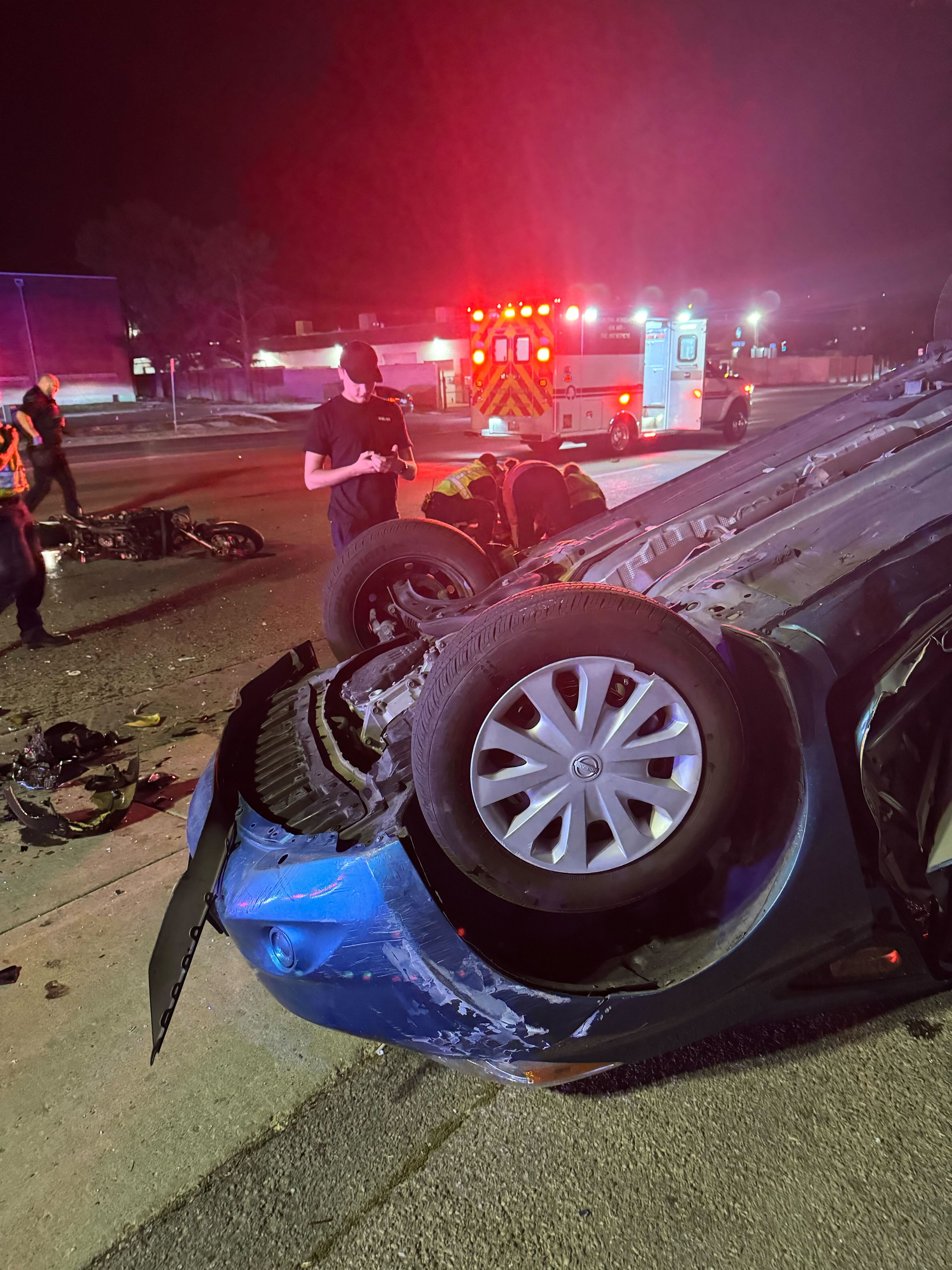 A 31-year-old man died Saturday night when a car turned into the path of his motorcycle on Redwood Road, police said.