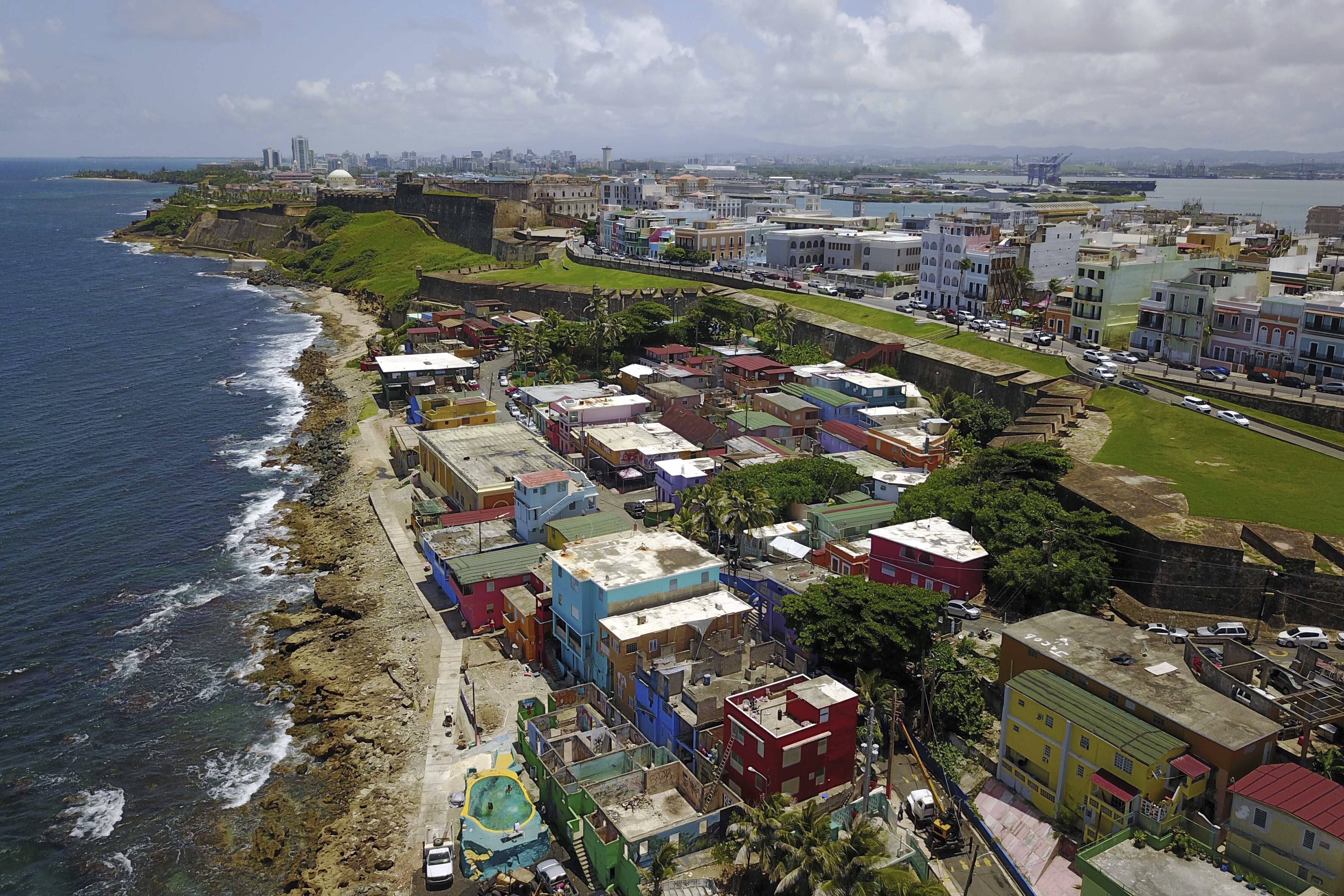The seaside neighborhood of La Perla, in San Juan, Puerto Rico, is seen on Aug. 25, 2017. A tourist from the U.S. mainland who was visiting Puerto Rico for Bad Bunny's concert has been fatally shot at La Perla.