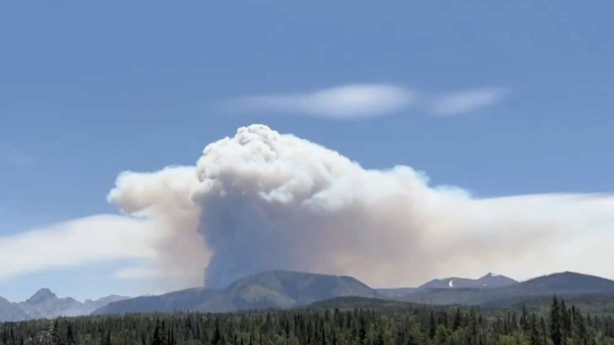 Smoke from the Buelah Fire burns within the High Uintas wilderness in Summit County is pictured on Sunday. The fire has now burned close to 3,000 acres since it started on Thursday.