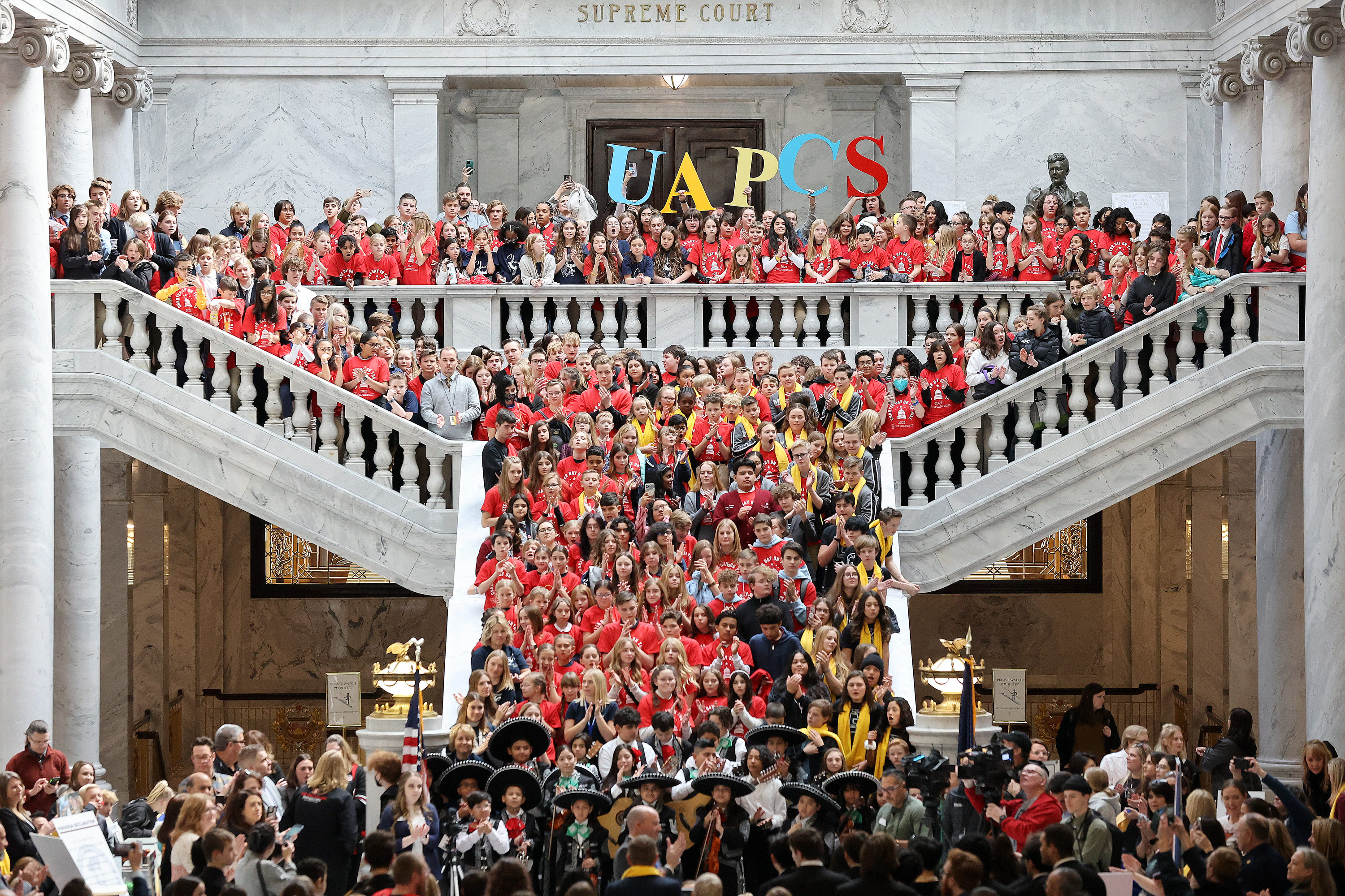 Hundreds of students attend a rally to support school choice at the Capitol in Salt Lake City on Jan. 23, 2023. Three Utah charter schools were announced as the state's first recipients of the federal Charter School Program grant.
