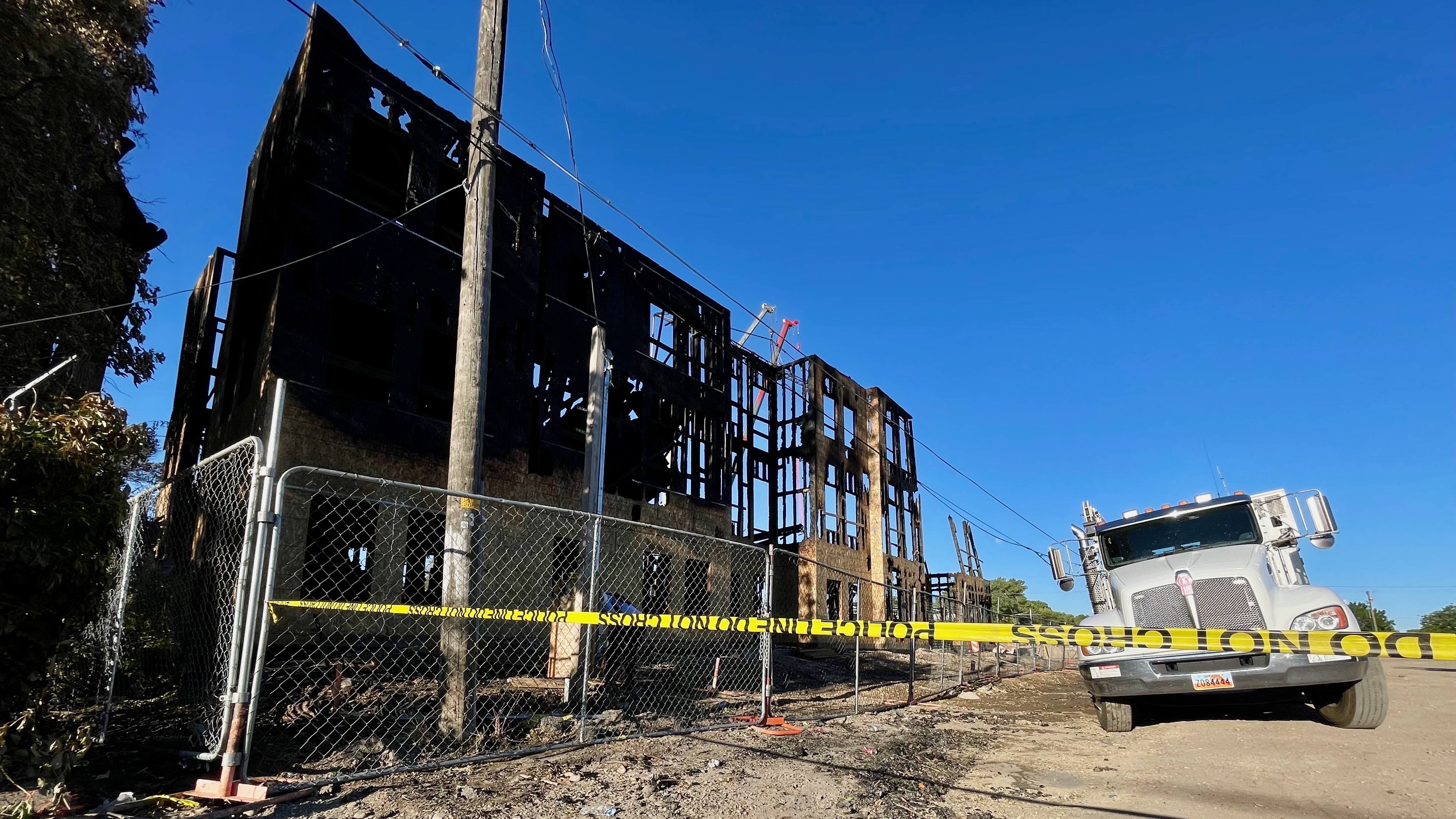 The charred remains of an apartment building on 18th Street in Ogden on Monday, following a fire Friday that gutted the structure. It was the third major fire in the city since Aug. 3.