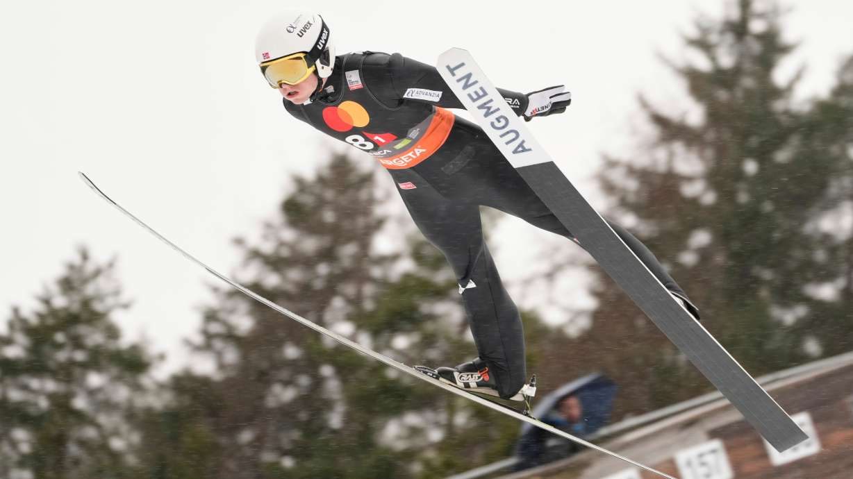 Norway's Soelve Jokerud Strand competes during HS240 ski flying team competition at the Ski Jumping World Cup event in Planica, Slovenia, March 29.