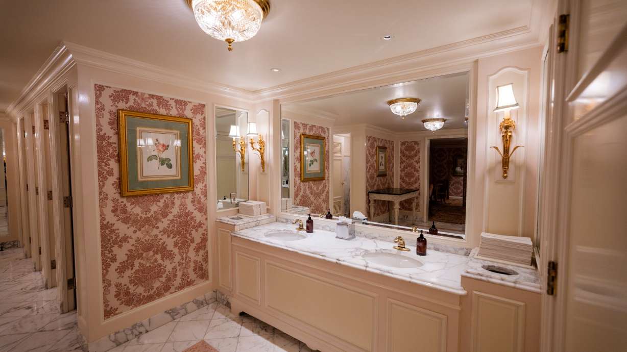 The Little America Hotel's restroom in Salt Lake City on Tuesday. The Little America Hotel in Salt Lake City has been named a top nine finalist in Cintas Corporation's 2025 America’s Best Restroom contest.