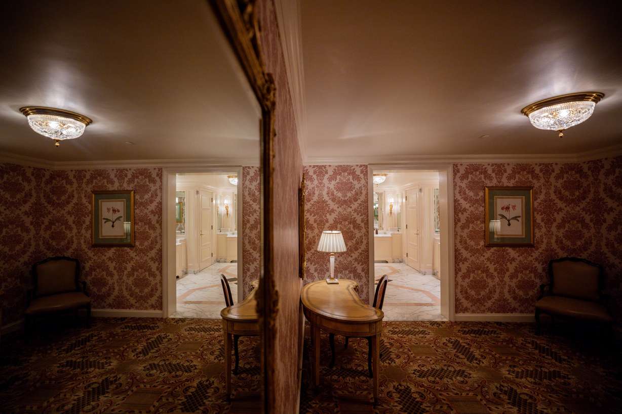 The Little America Hotel's restroom in Salt Lake City on Tuesday. The Little America Hotel in Salt Lake City has been named a top nine finalist in Cintas Corporation's 2025 America’s Best Restroom contest.