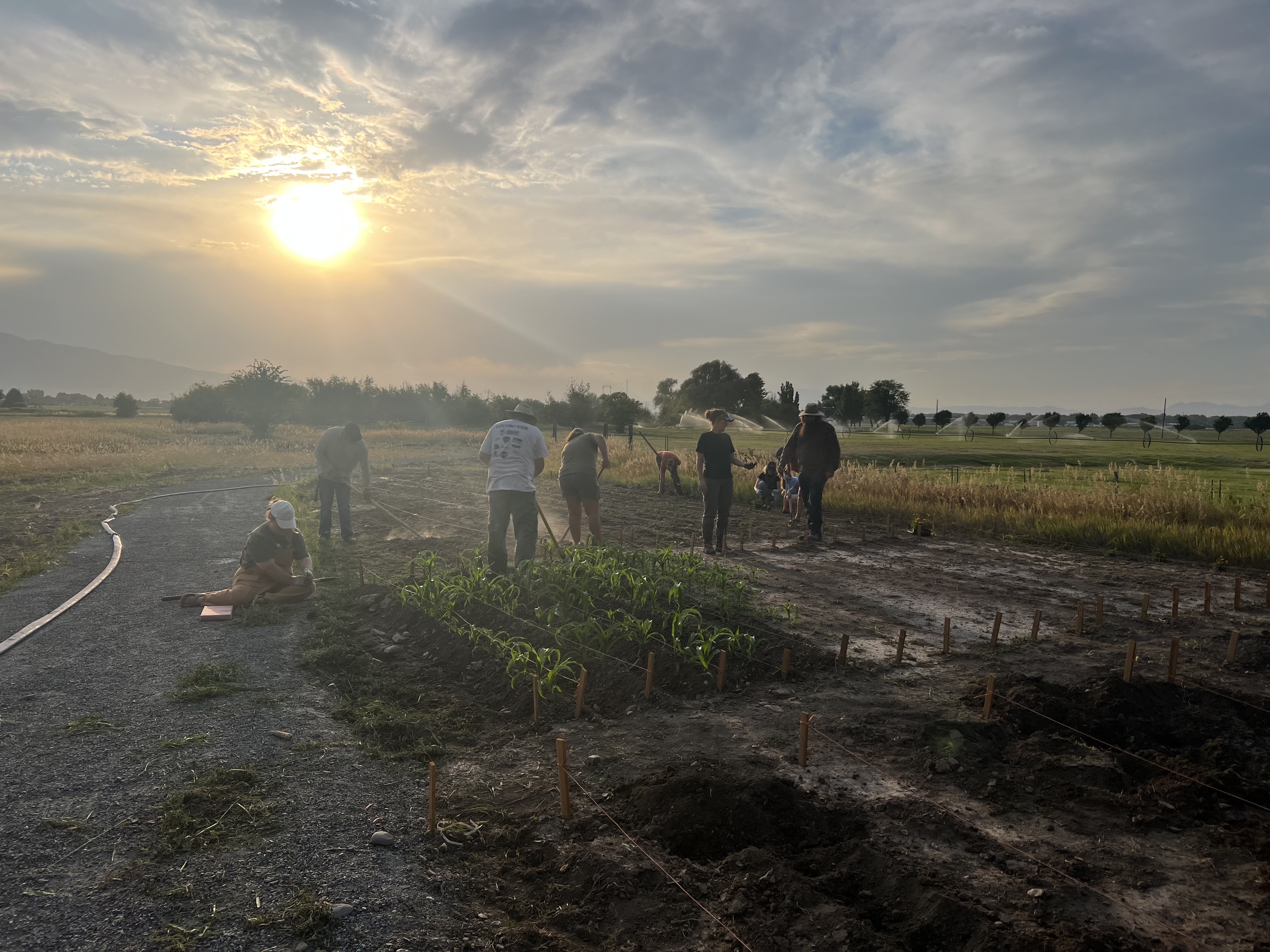 Locals work on an Indigenous garden at soon-to-be Stokes Nature Center in Cache County.
