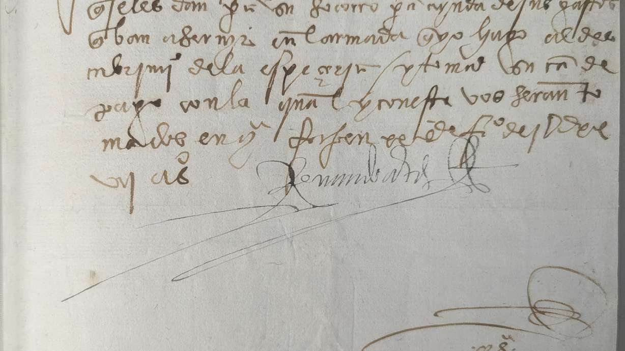 This image provided by the FBI shows the front of a letter by Spanish conquistador Hernán Cortés from Feb. 20, 1527, that was returned to the government of Mexico on Wednesday, by the FBI.