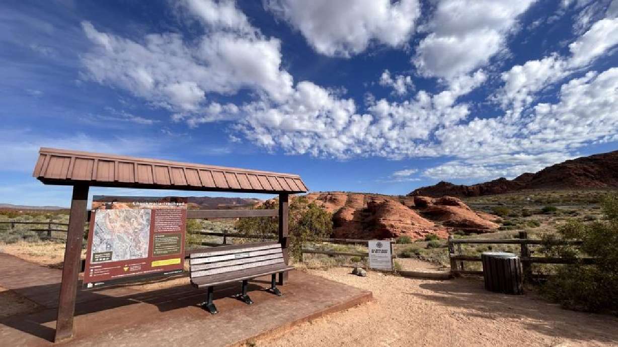 The Chuckwalla Trail day-use pavilion at the trailhead inside Snow Canyon State Park, May 10, 2024. The park recently became the first in the nation to launch a fully automated, annual pass-only entry lane.