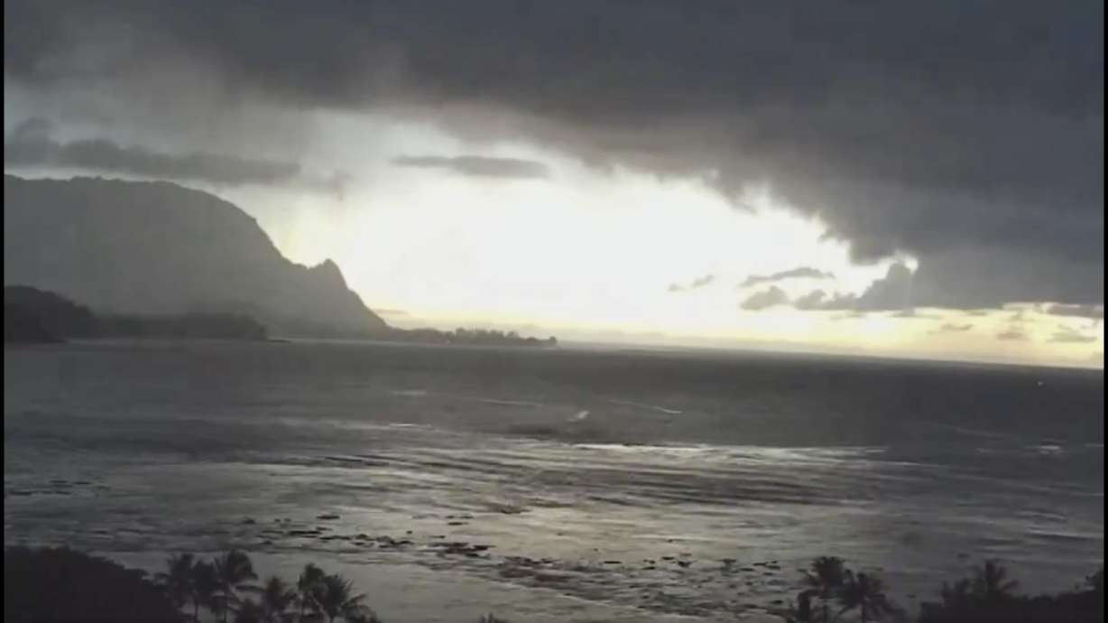 The ocean floor is exposed as tsunami waves arrive at Kauai in Hawaii on July 29. Tsunami waves as high as 6 feet affected Hawaii following an 8.8-magnitude earthquake off Russia's Far East coast.