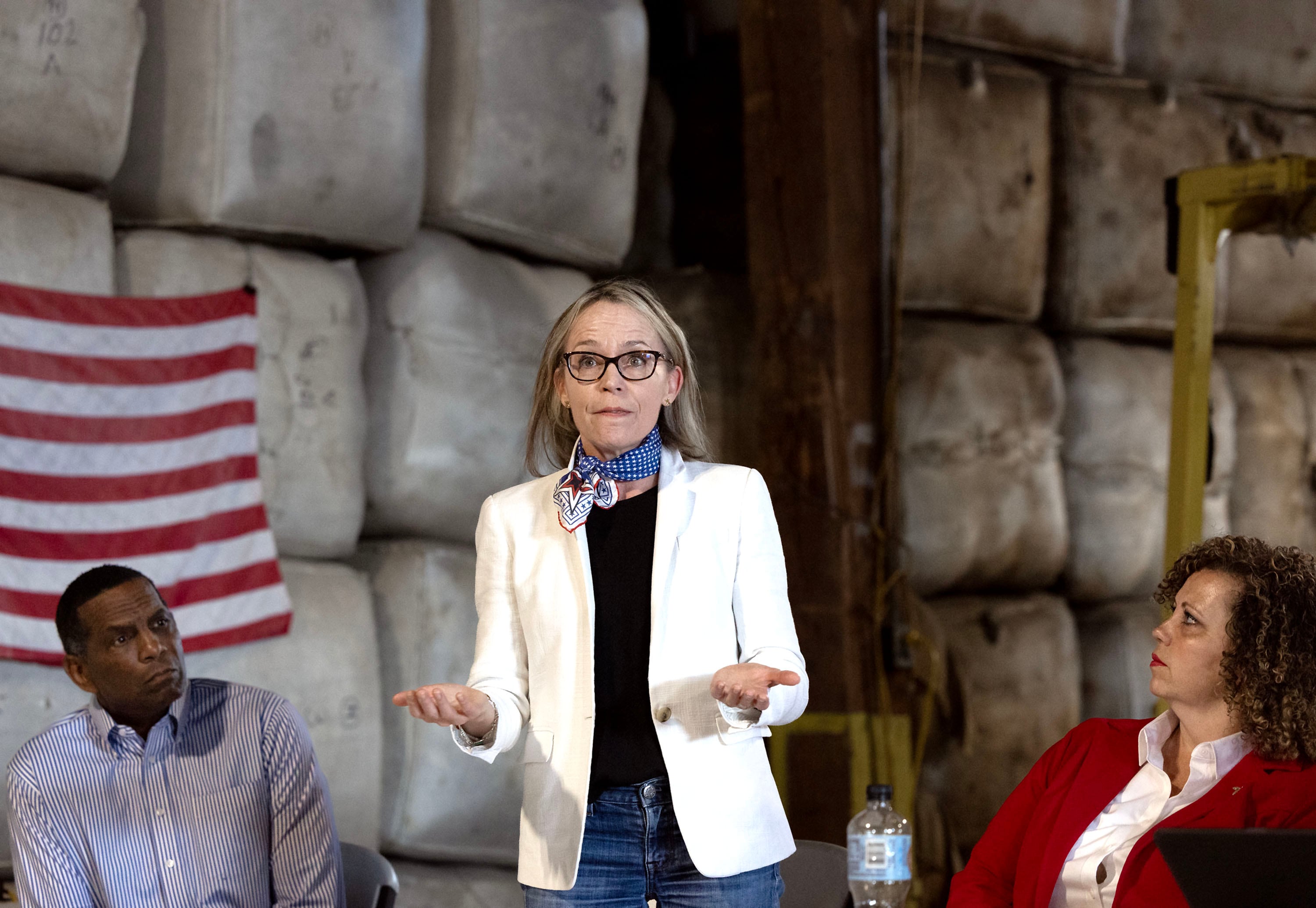 Julie Callahan speaks with sheep ranchers at the Utah Wool Marketing Association’s office in Tooele on Thursday. Callahan said she loses sleep at night over Utah's floundering sheep industry.