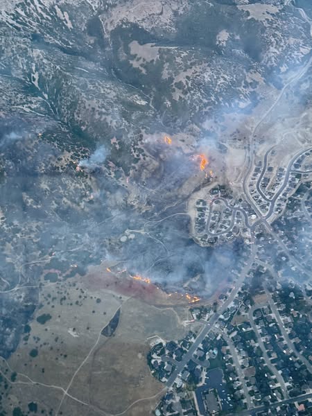 An aerial photo of the Mason Cove area of North Ogden posted Thursday to social media by UtahFireInfo during the Willard Peak Fire. Flames got as close as 10 feet to some homes in the area, according to Mayor Neal Berube.