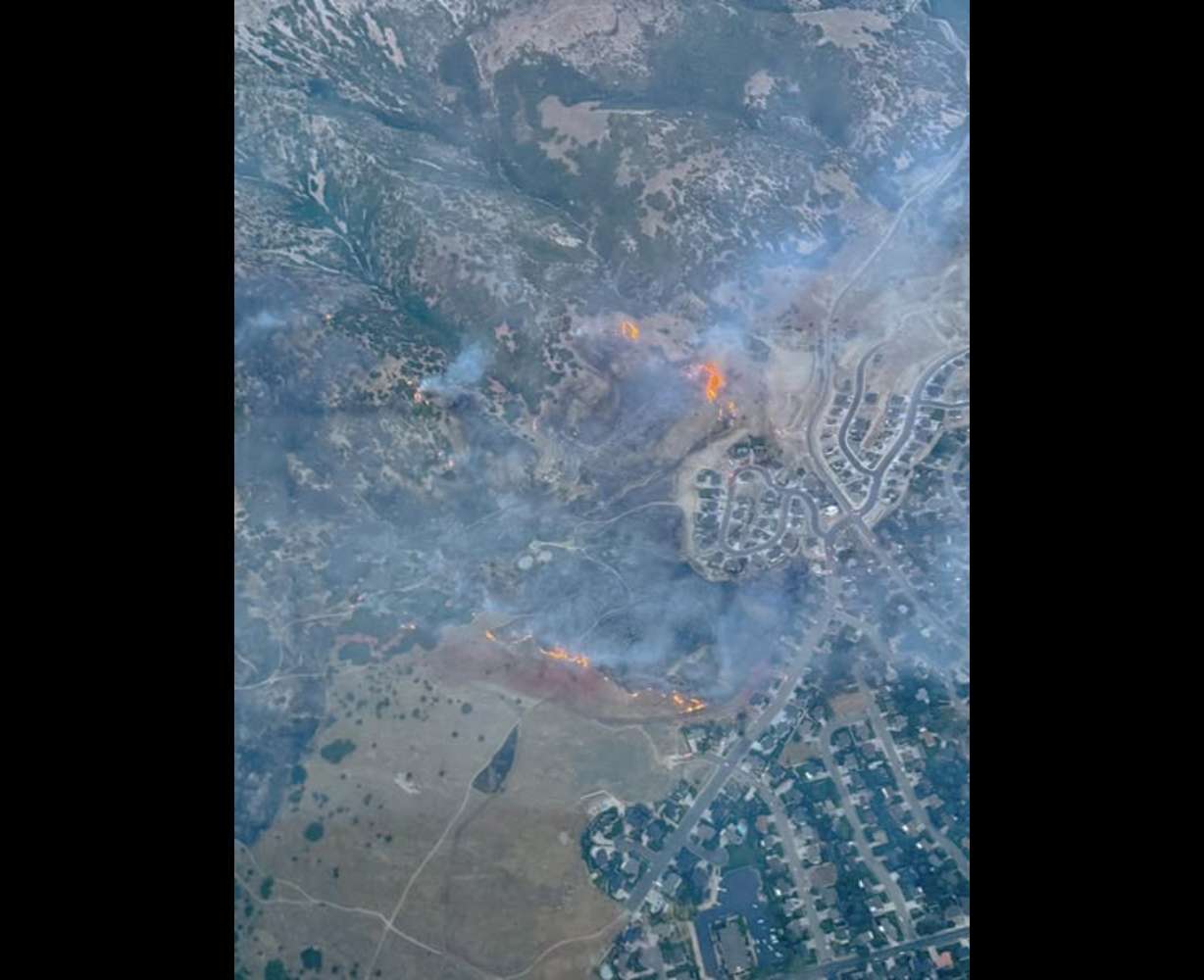 An aerial photo of the Mason Cove area of North Ogden posted Thursday to social media by UtahFireInfo during the Willard Peak Fire. Flames got as close as 10 feet to some homes in the area, according to Mayor Neal Berube.