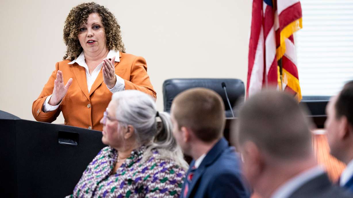 Rep. Celeste Maloy, R-Utah, speaks while joined by a panel during an annual Regulatory Reform Summit held in the Senate Building of the Capitol in Salt Lake City on Friday.