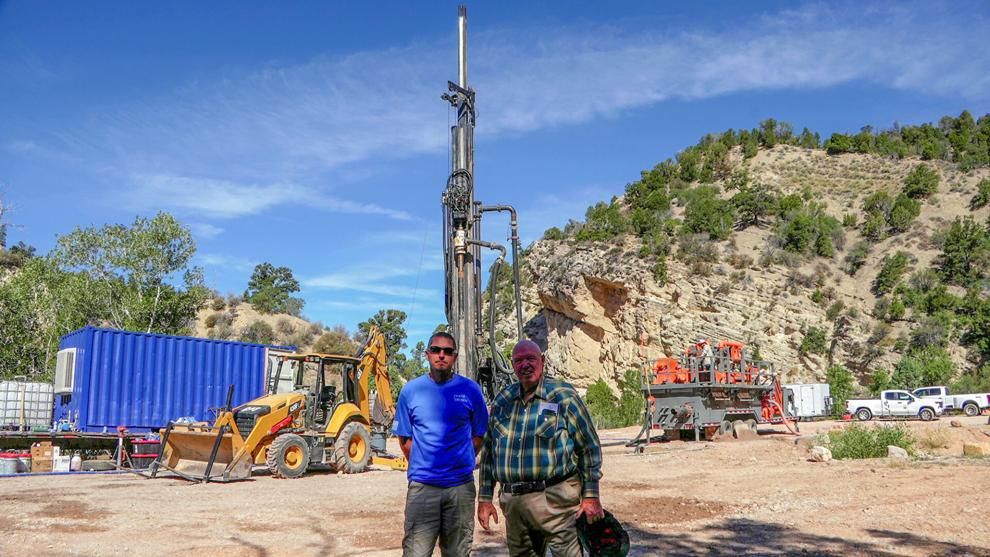 Water Superintendent Matt Baker and Cedar City Mayor Garth Green discuss the new test well at Martin's Flat, Cedar Canyon, on Tuesday. The well is part of a larger effort to procure more water sources for the city.