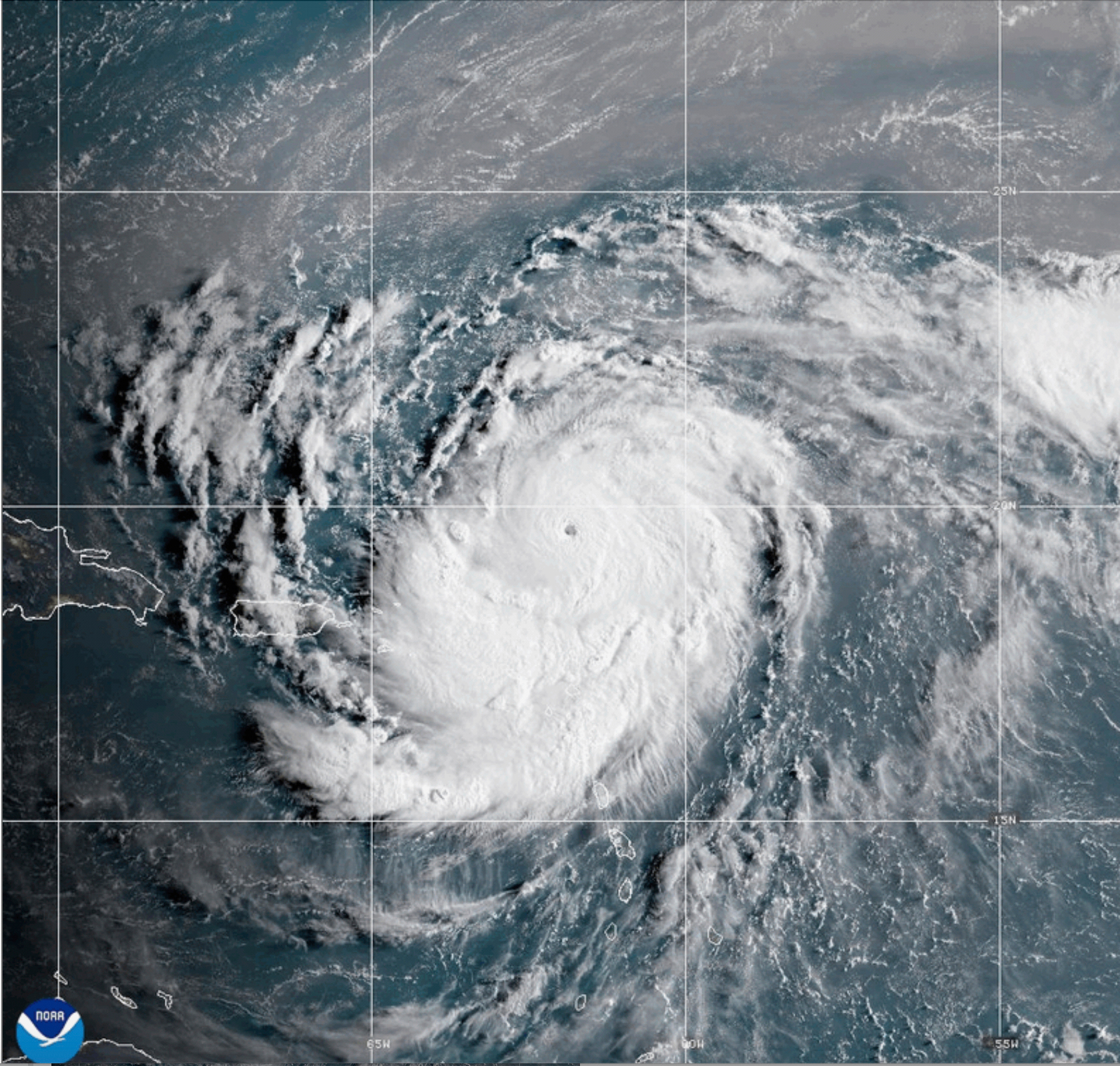 Hurricane Erin on Saturday. The first hurricane of the 2025 Atlantic season exploded into a Category 5 storm early Saturday, with winds of over 160 mph.