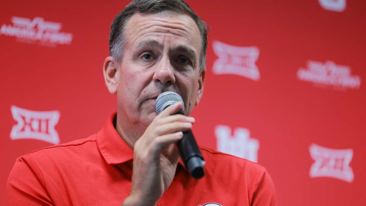 University of Utah Athletics Director Mark Harlan speaks during a town hall at Rice-Eccles Stadium's in Salt Lake City on Saturday, Aug. 16, 2025.