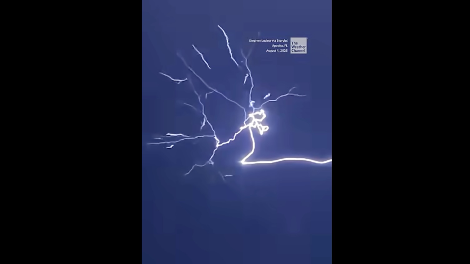 An Aug. 4 lightning strike in Apopka, Florida, was a sight to behold, meandering up, down, left and right.