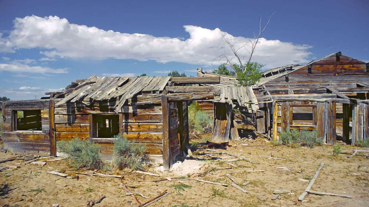 Dilapidated buildings in the ghost town of Frisco in 1997.