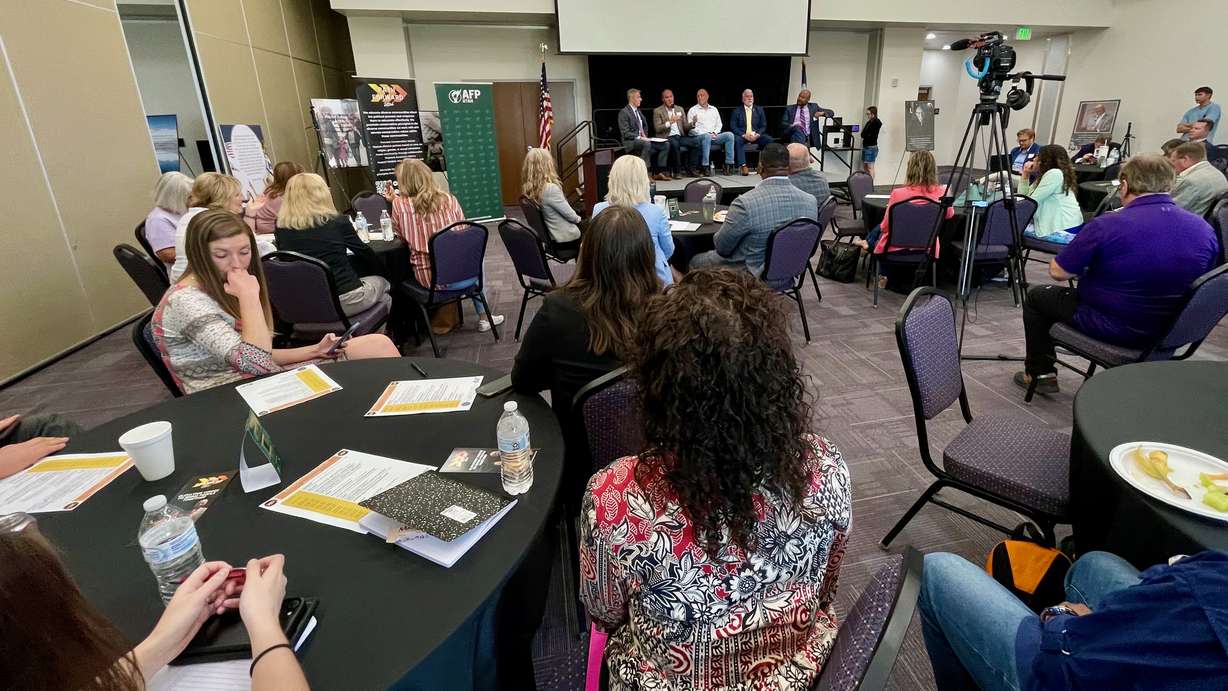 A contingent of conservative and Republican leaders gathered for an immigration forum, Aug. 18, 2024, at Weber State University's Davis Campus in Layton.