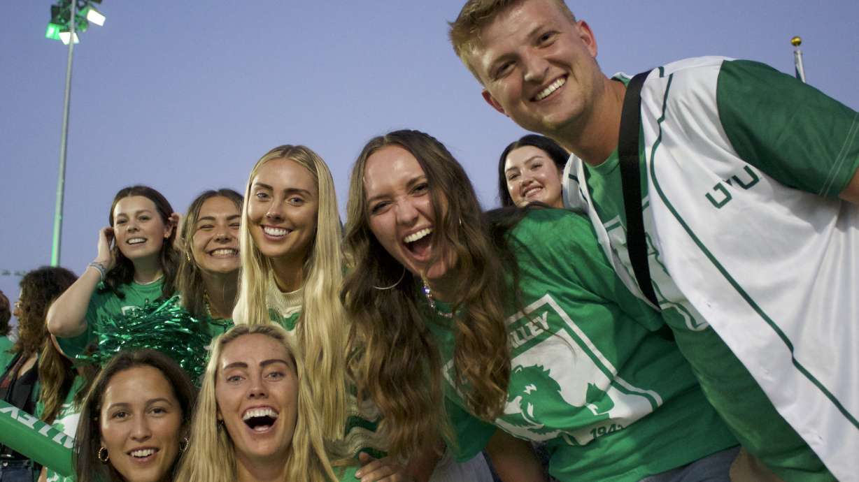 Fans watch Utah Valley women's soccer against Utah at UCCU Stadium, Monday, Aug. 18, 2025 in Orem, Utah.