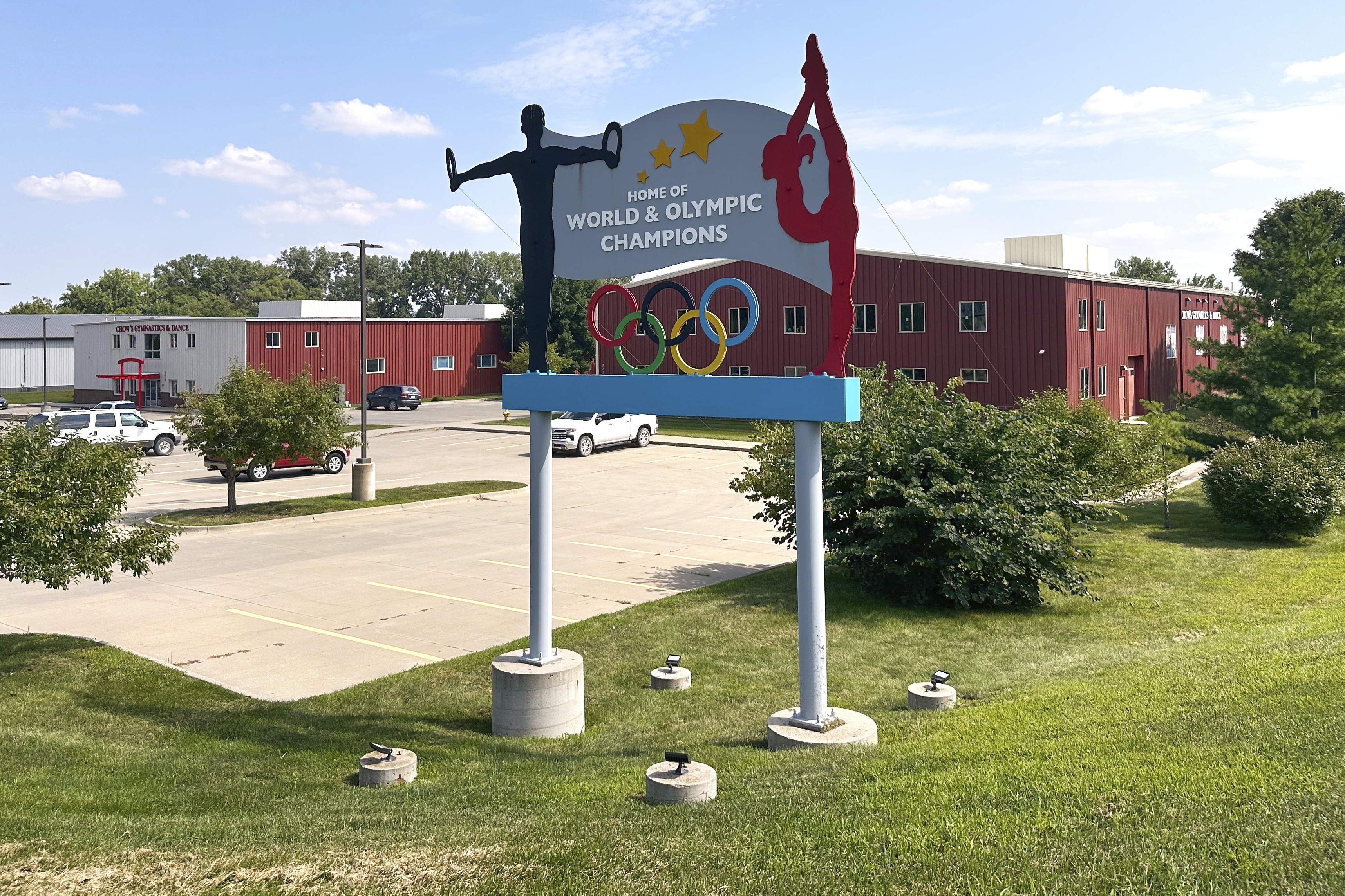 The Chow's Gymnastics & Dance Institute is seen Aug. 4, 2025, in West Des Moines, Iowa. 