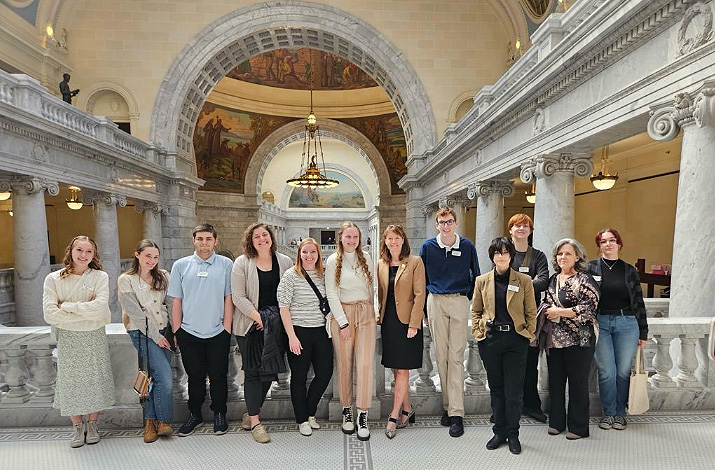 Mountain Heights Academy students visiting the Utah State Capitol.
