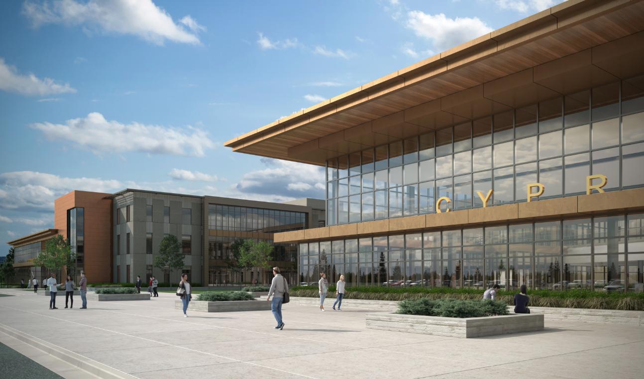 A rendering of a newly designed and repurposed Cyprus High School, at 8623 W. 3000 South in Magna, which reopened to students in the fall of 2025.