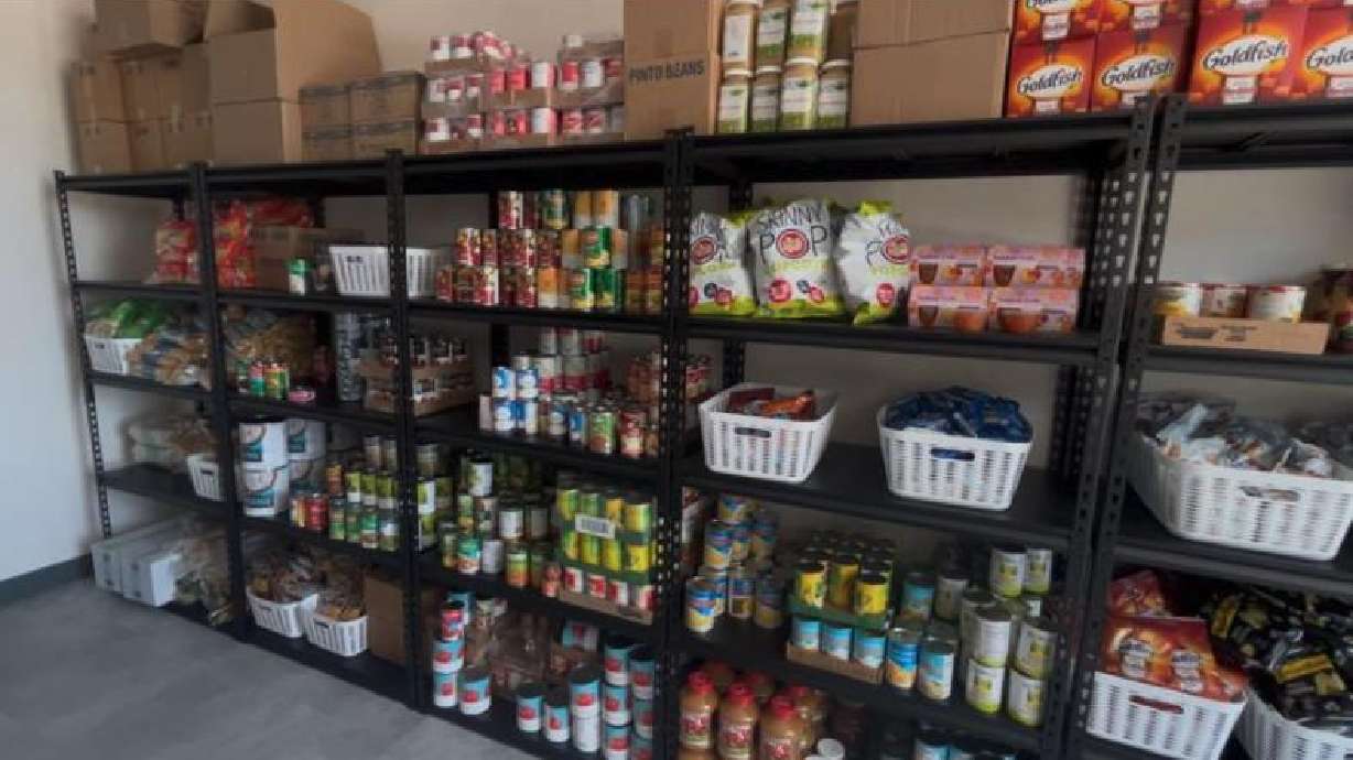 Pictured is the food pantry of the Pine View High School Teen Center in St. George, Tuesday.