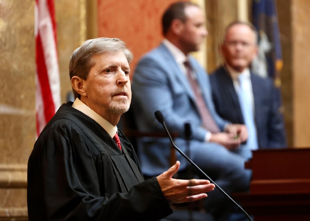 Utah Supreme Court Chief Justice Matthew B. Durrant on the opening day of the Legislature, Jan. 16, 2024. The Legislature's Judiciary Interim Committee voted to favorably recommend legislation that would change how the chief justice is appointed.
