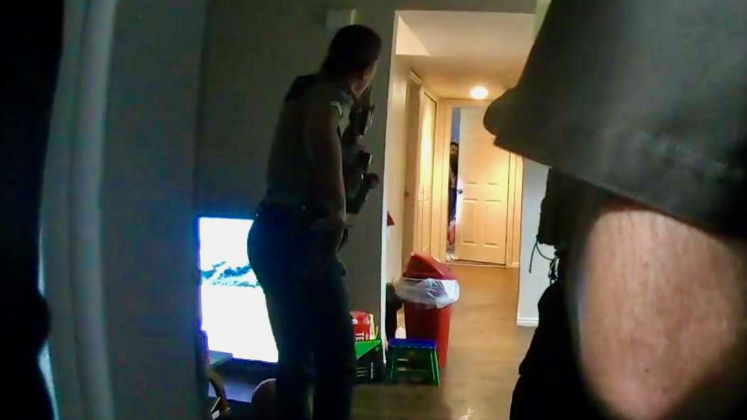 The image comes from body-camera footage of a confrontation between Weber County Sheriff's Office deputies and Alvaro Uriarte in a West Haven apartment on Aug. 17, 2024. Uriarte was shot and killed by the officials.