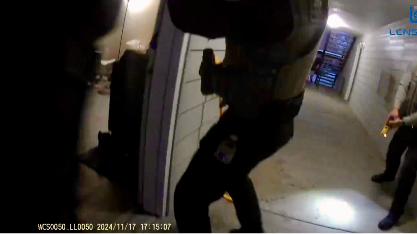 Body-camera footage showing Weber County Sheriff's Office deputies outside the West Haven apartment of James Kudelka on Nov. 17, 2024, in response to a report of domestic violence. Kudelka was shot and killed in the confrontation.