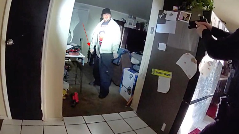 Body-camera footage showing an Ogden police officer confronting Jeffrey Blue, holding a BB gun that looks like a Beretta handgun, in his Ogden home on Nov. 24, 2024. Blue was shot and killed in the confrontation.