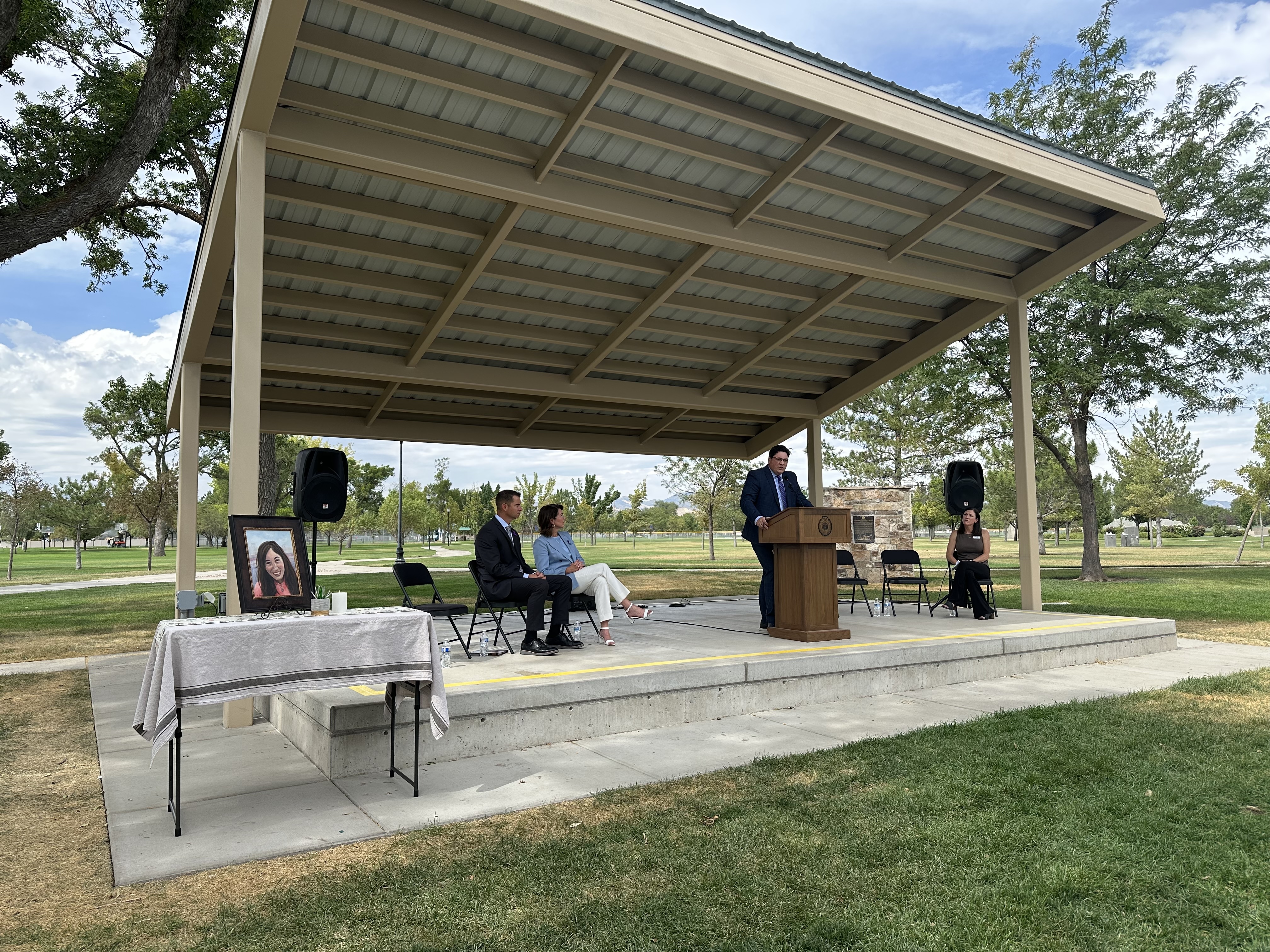 Rep. Ryan Wilcox speaks at a press conference Thursday in West Jordan, announcing the launch of an interactive data dashboard that aims to fill information gaps to prevent domestic violence.