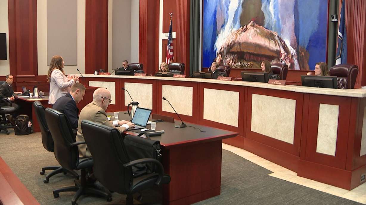 Lindsey Layer, one of Ralph Leoroy Menzies’ attorneys, answers questions before the Utah Supreme Court on Thursday. Menzies, who is scheduled to be executed Sept. 5, is asking the state's high court to grant him a new competency hearing.