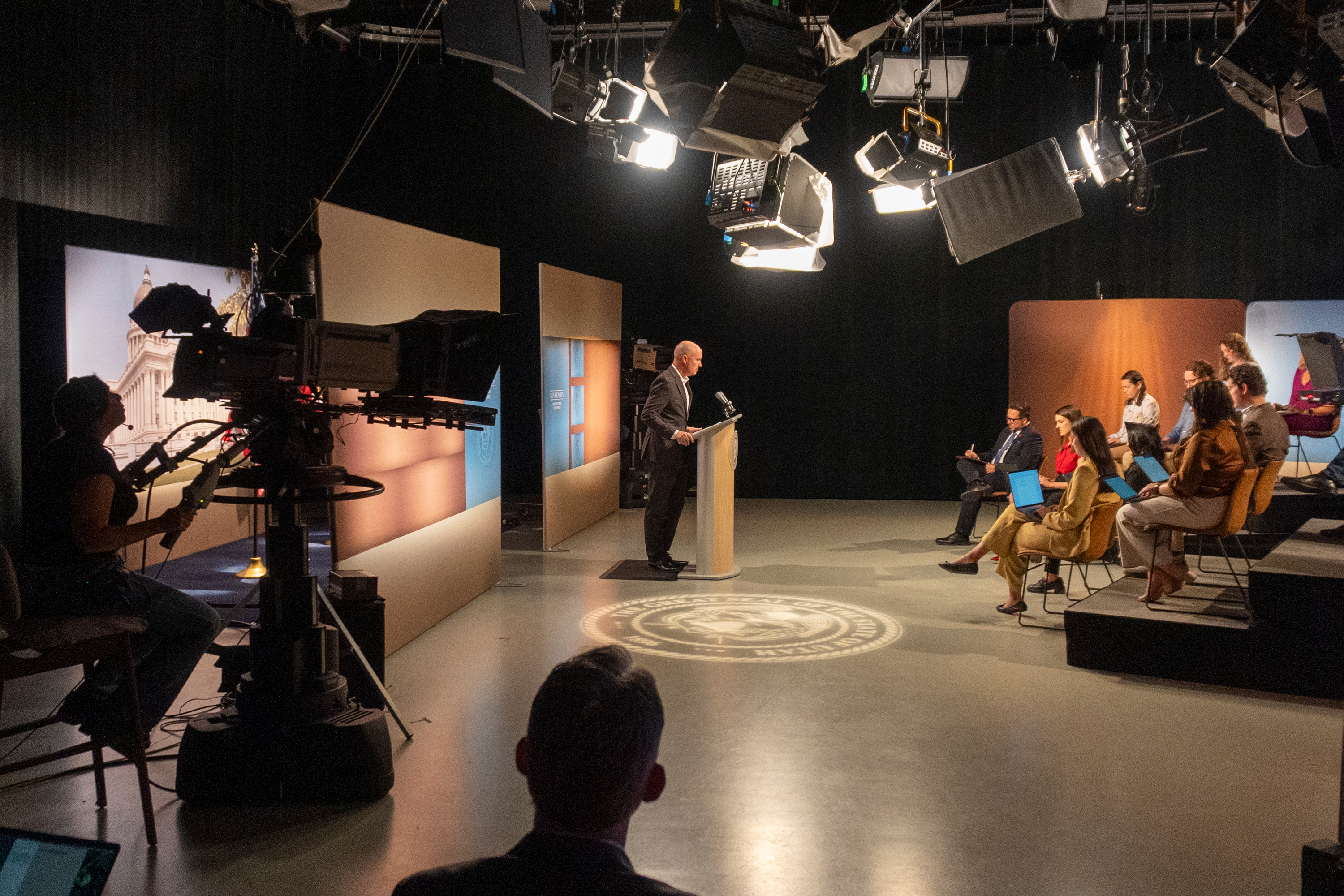 Gov. Spencer Cox speaks with members of the media during the PBS Utah Governor’s Monthly News Conference at the Eccles Broadcast Center in Salt Lake City on Thursday.