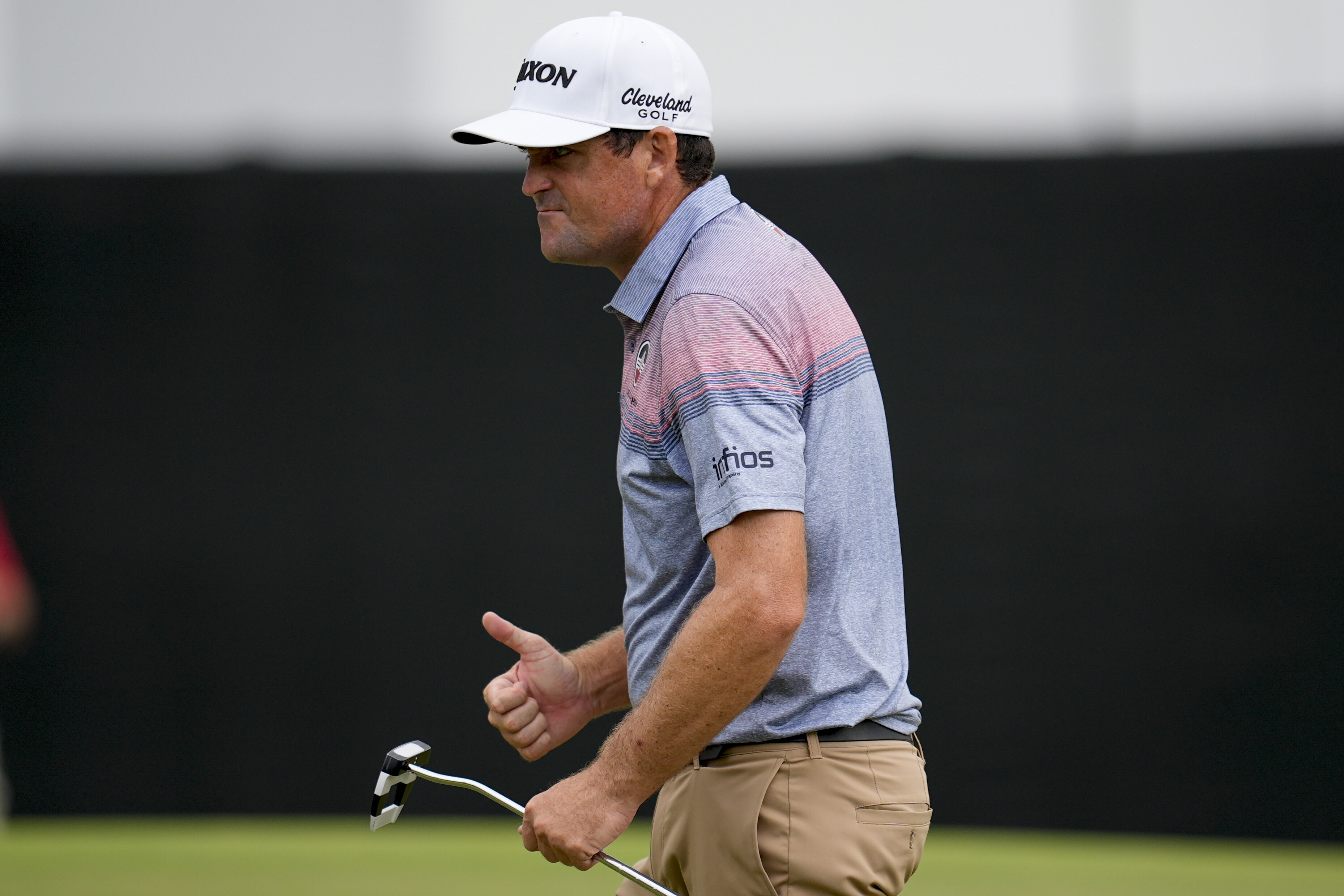 Keegan Bradley reacts to his birdie on the 18th green during the second round of the Tour Championship golf tournament, Friday, Aug. 22, 2025, in Atlanta. 