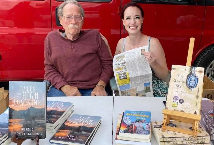Author and Island Park News columnist Scott Hancock at a book signing in Island Park with his friend and fellow author EC Stilson of Pocatello.