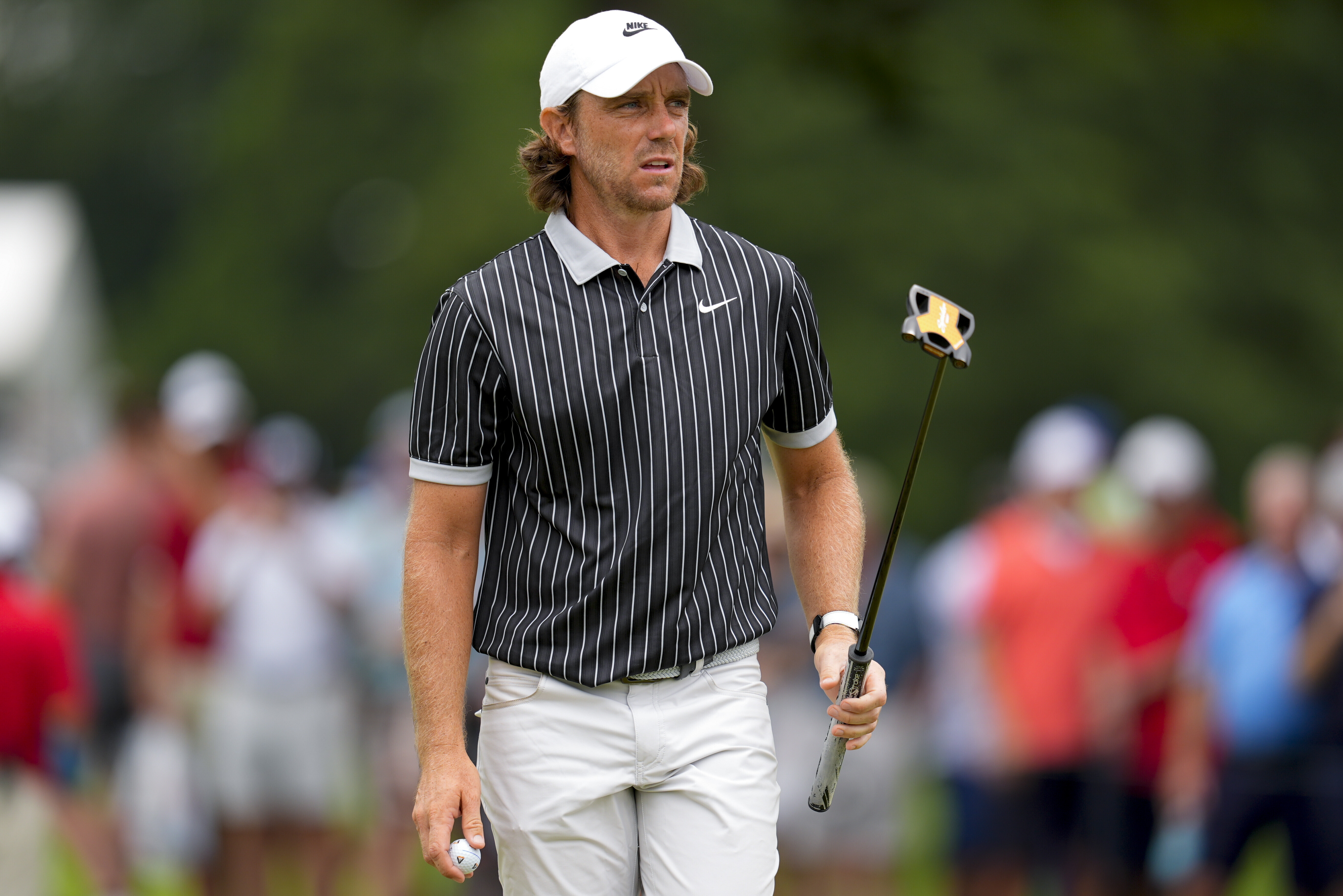 Tommy Fleetwood, of England, walks on the 17th green during the second round of the Tour Championship golf tournament, Friday, Aug. 22, 2025, in Atlanta. 