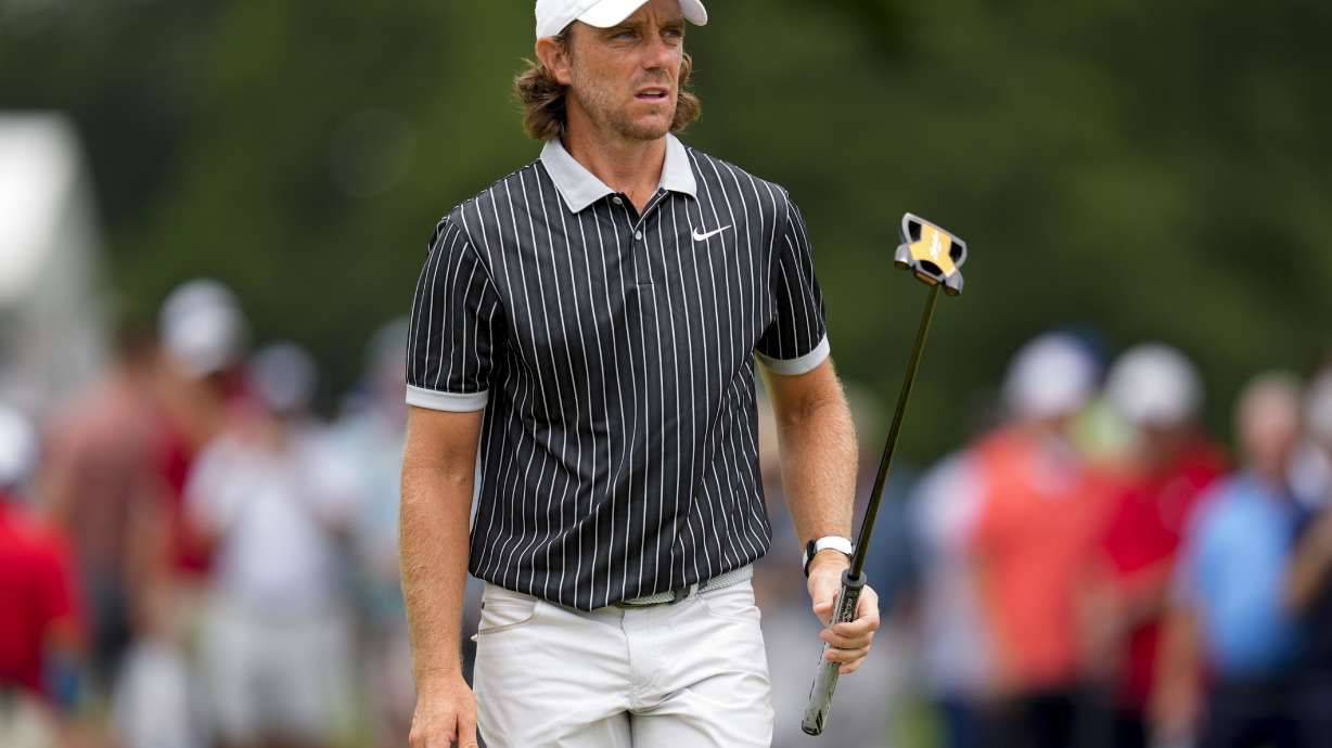 Tommy Fleetwood, of England, walks on the 17th green during the second round of the Tour Championship golf tournament, Friday, Aug. 22, 2025, in Atlanta.