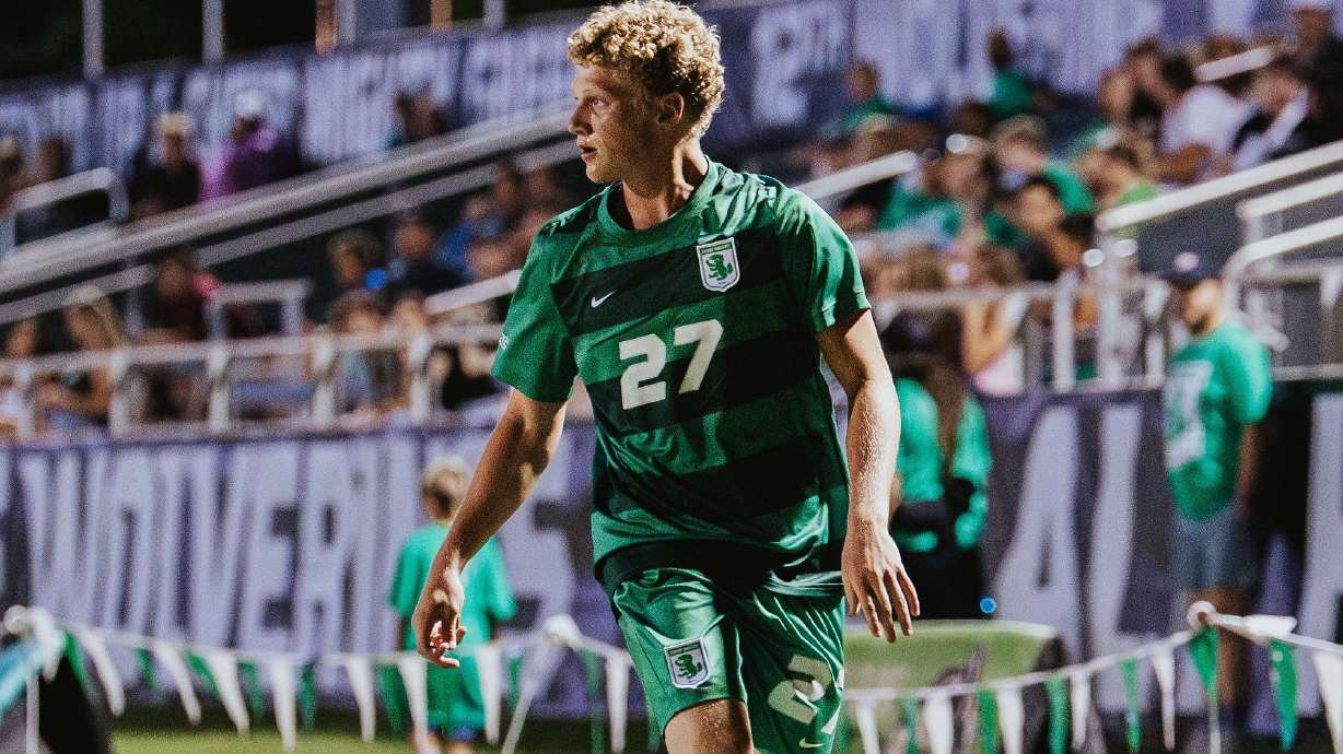Former American Fork star Lewis Knecht scored his first collegiate goal in Utah Valley's 4-0 win Sunday, Aug. 24, 2025 over Gonzaga, lifting the Wolverines to their first 2-0 start since 2020.