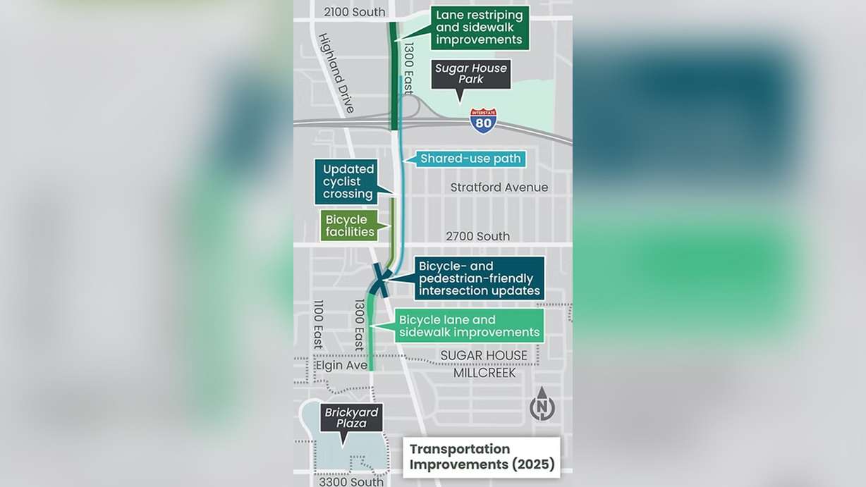 A map of Salt Lake City's 1300 East Improvements Project.