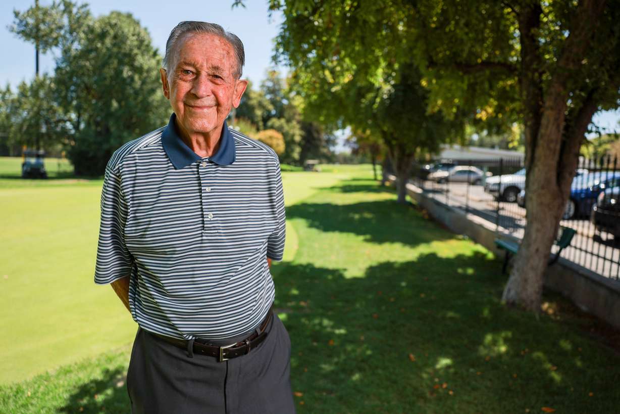Ernie Schneiter Jr., 95, at Schneiter's Riverside Golf in Ogden on Aug. 11. Schneiter bought the property that would become the Riverside course in 1959.