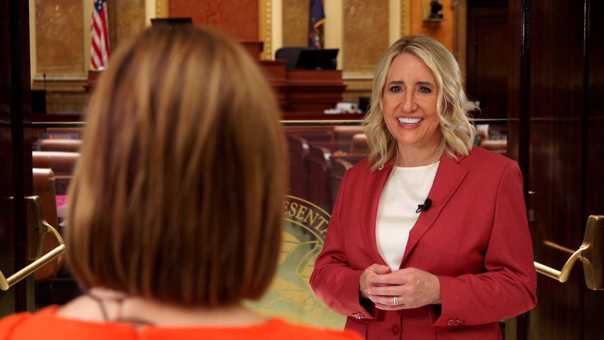Rep. Melissa Garff-Ballard speaks with KSL-TV, Monday. Garff-Ballard sponsored legislation to provide Utah teachers with the same maternity benefits as other state workers.