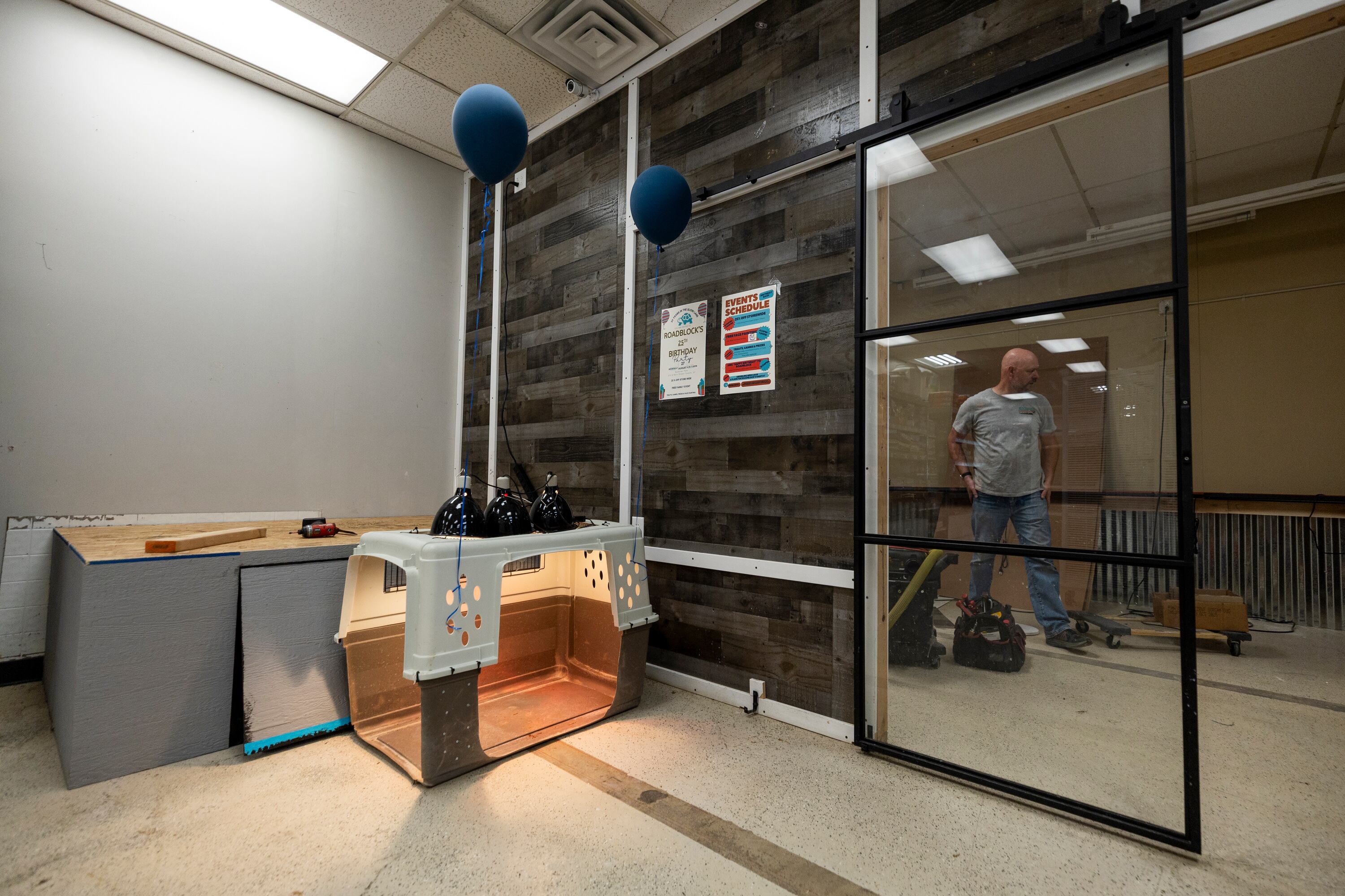 Roadblock's new enclosure at Rockstar Pets in Tooele on Monday. Co-owner Jed Jones said Roadblock's current kennel was "no way to live."