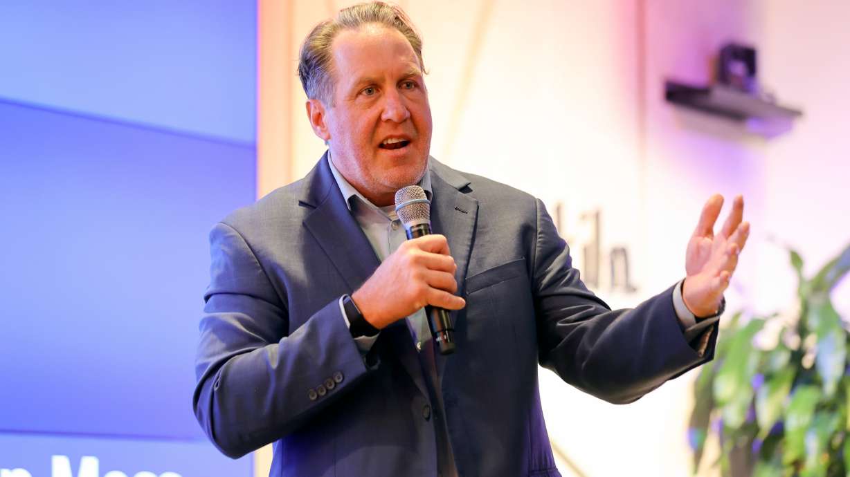 Jefferson Moss, Nucleus Institute executive director, speaks at the launch of Nucleus at Kiln in Salt Lake City on Wednesday. Nucleus aims to build a dynamic innovation economy.