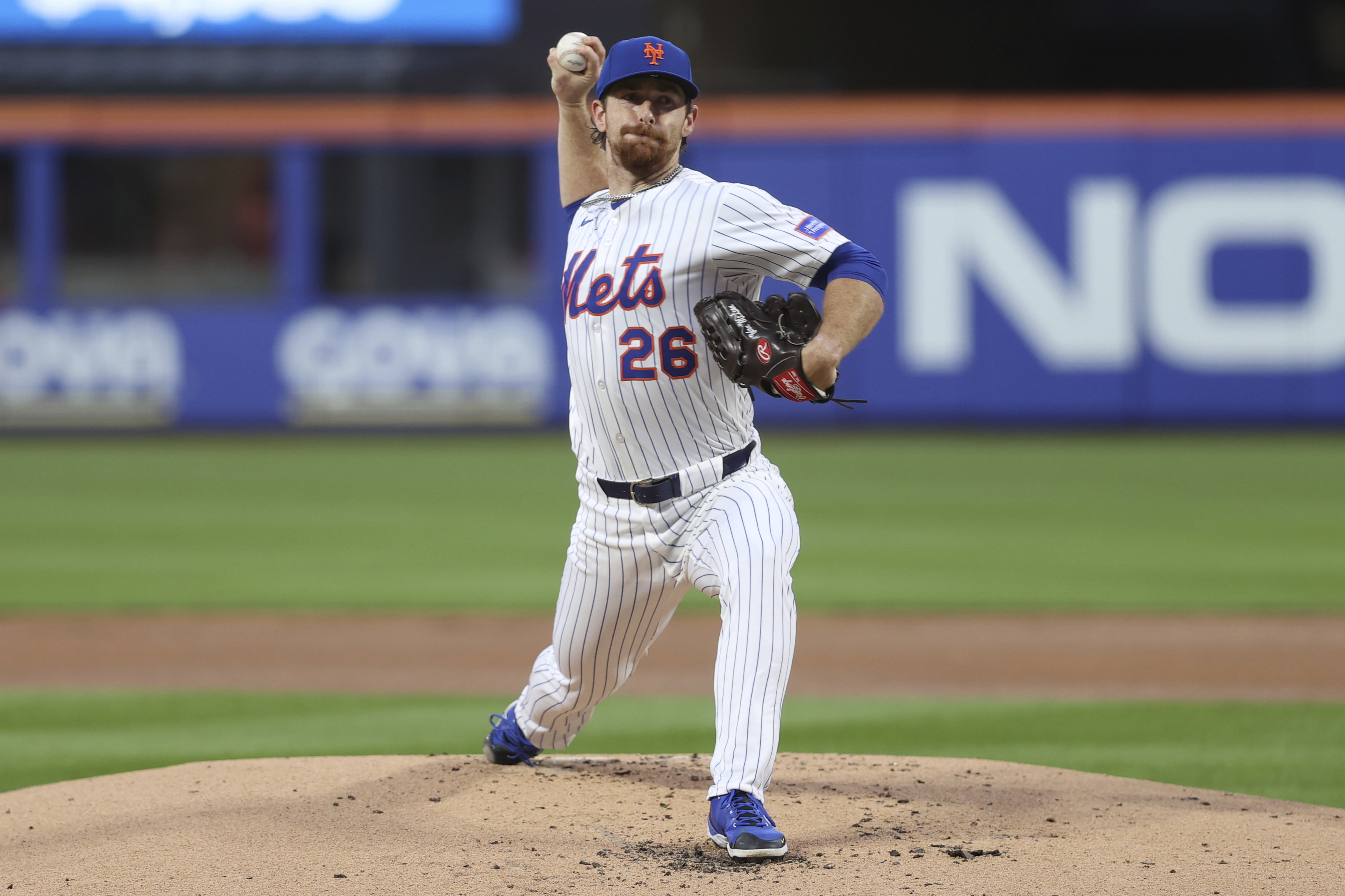 New York Mets pitcher Nolan McLean throws during the second inning of a baseball game against the Philadelphia Phillies, Wednesday, Aug. 27, 2025, in New York. 