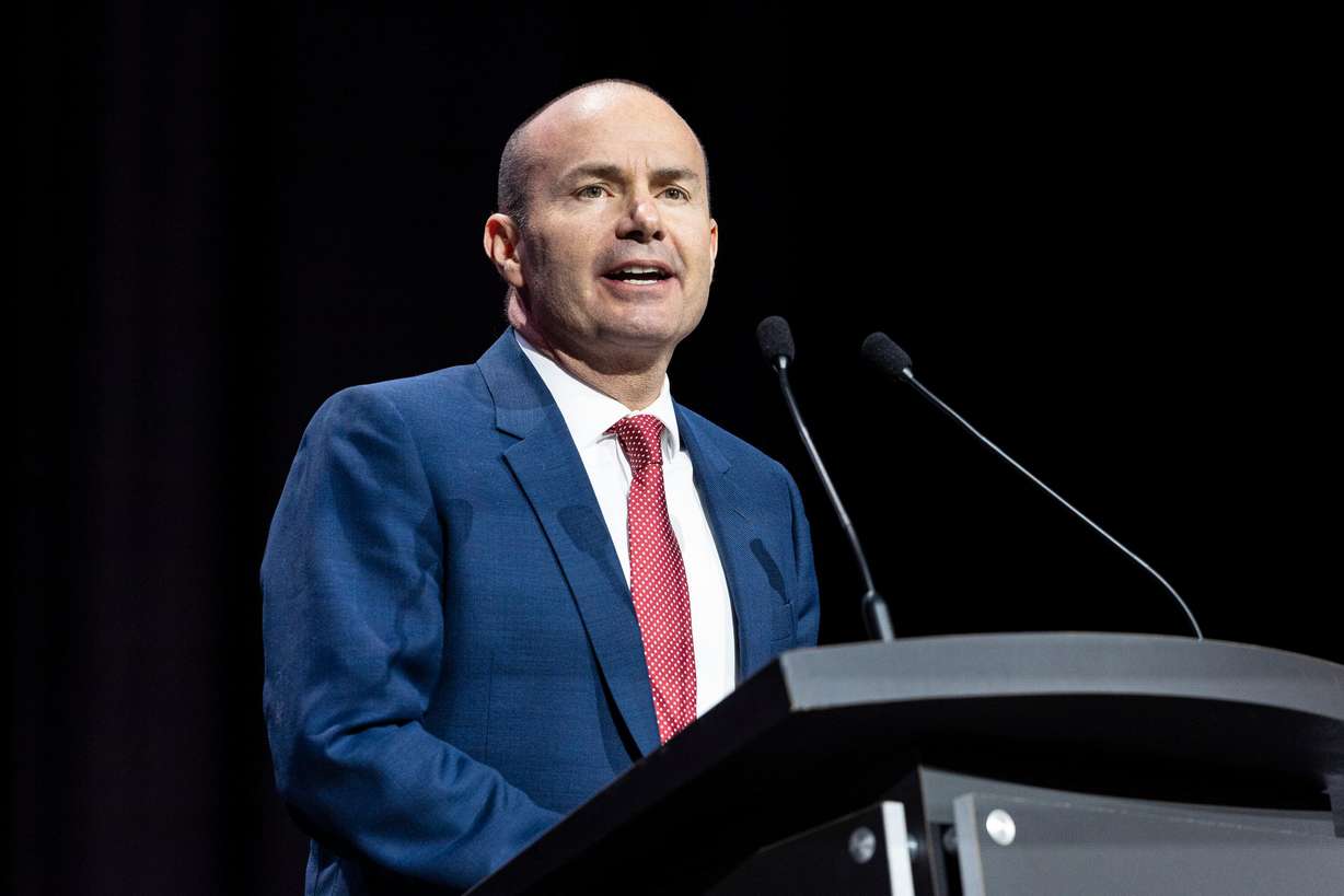 Sen. Mike Lee speaks at the UCCU Center in Orem on May 17. Lee was the only member of Utah's congressional delegation to not propose an earmark for funding on Wednesday.